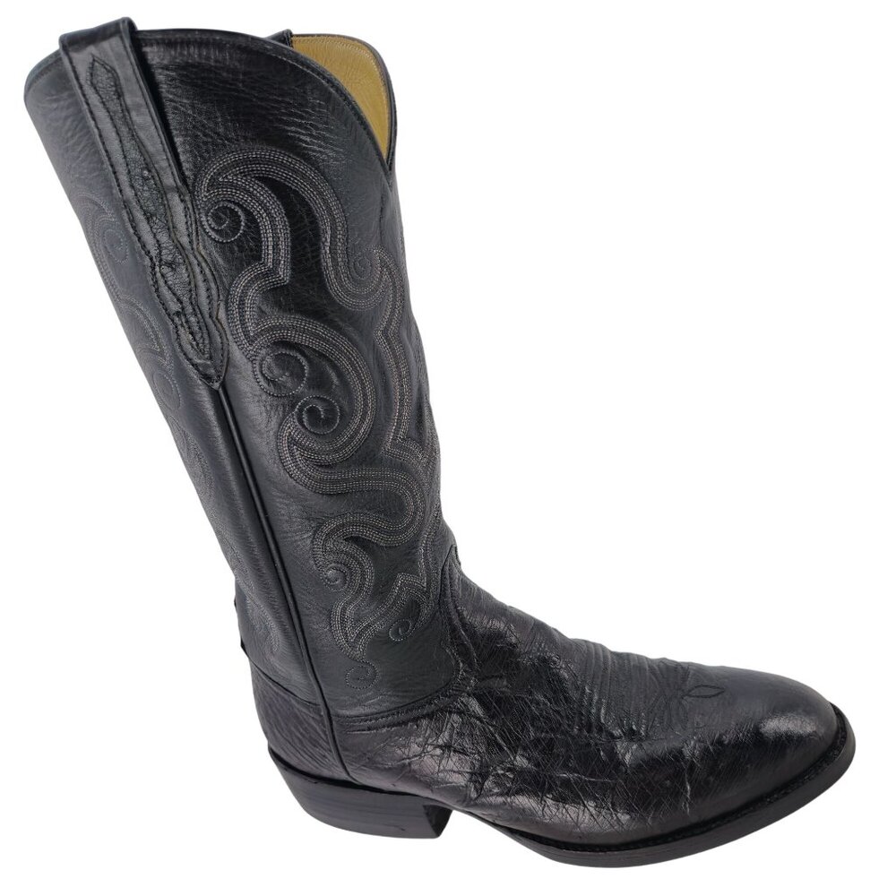 Luskey's Ryon's Mens size 9.5D Black Ostrich Exotic Leather Cowboy Western Boots